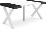 Skraut Home pikendatav laud, multifunktsionaalne pikendatav laud, 160 cm, 8-le k&uuml;lalisele, t&auml;ispuidust jalad, kaasaegne stiil, valge ja must