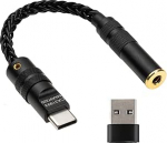 USB C 3,5 mm 4,4 mm dongle DAC alumiiniumsulamist metallist adapter koos CX31993 MAX97220 kiibiga C t&uuml;&uuml;pi k&otilde;rvaklappide AUX dongle adapter DAC kaabel USB C deivce (3,5 mm must)