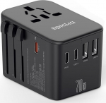 EPICKA reisiadapter kogu maailmas, GaN universaalne reisipistik 70W PD kiirlaadija, reisiadapter 3 USB-C, 2 USB-A, rahvusvaheline pistikupesa adapter DE USA UK Jaapan Tai TA-105 Pro