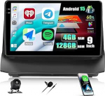 CAMECHO 4+128G 9-tolline satelliitnavigatsiooniga autoraadio Ford Fiesta 2009-2014 koos tagurduskaameraga, Android 15 traadita Carplay Android autobluetooth raadio WiFi GPS FM/RDS peeglilink + Canbus Incelliga