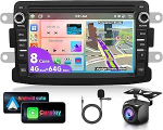 4G + 64G 8-tuumaline VECHTEL 7-tolline autoraadio Bluetooth Renault Dacia Duster Sandero Dokker Logan Lodgy Captur Carplay Android auto, WiFi GPS Navi RDS/FM DSP, Android 13 raadio 2 DIN AHD tagantvaatepildiga