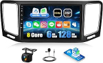 CAMECHO 6+128G 8-tuumaline Android 15 autoraadio VW Sharan II 7N Seat Alhambra II 2012-2015, 9-tolline navigatsiooniradio Bluetooth GPS WiFi Wireless Carplay Android auto FM/RDS 32EQ DSP + tagumine vaade