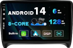 SXAUTO Android 12 - [6G+128G] - IPS autoraadio sobib Audi TT-le (2006-2011) - Sisseehitatud Carplay/Android Car/DSP - LED kaamera + MIC - DAB roolijuhtimispult WiFi Fast Boot 360 Camera 4G - 2 Din 9 tolliga
