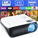 HOPVISON Beamer 4K toetzt, 9500 Lumen Heimkino Beamer mit 5.1 Bluetooth, Native 1080P Tragbare Mini Beamer, Projektor for Outdoor/Home Fire Stick/Smartphone/PS5/HDMI, 100" Bildschirm Inklusive