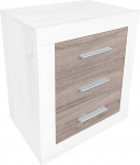 DU&Eacute;RMETE ONLINE Nordic Style Bedside Table with 3 Drawers, Practical and Elegant Design, Wood, Wood, Grey, 50 cm (W) x 60.5 cm (H) x 34.5 cm (D)