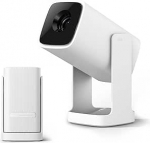 WANBO Cube 1 Smart Mini projektor Android TV/Netflix, 360&deg; p&ouml;&ouml;ratav, objektiivi kaitse, 200ISO, CEC, 2.4G+5G WiFi Bluetooth, 28dB, kaasaskantav kodukino v&auml;liprojektor, valge