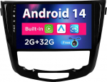 SXAUTO Android 14 autoraadio Nissan X-Trail Qashqai J11 Rouge (2014-2018) GPS navigatsiooniraadio - sisseehitatud CarPlay Android auto - LED kaamera - 2G + 32G - roolijuhtimine DAB DSP 2 DIN IPS 10.1