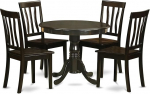 East West Furniture ANTI5-CAP-W 5 Piece Dining Set for 4 - Round Kitchen Table with Base and 4 Dining Chairs, 36" x 36" Cappuccino