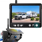 Fookoo WCT501 Magnetic Solar Wireless Reversing Camera 5-tolline HD monitor 1-minutiline DIY paigaldus Kaasaskantav kriimustuskindel ei vaja puurimist HD 1080P DVR laetav &ouml;ine n&auml;gemine auto veoauto mootorhaagisele