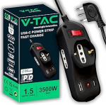 V-TAC mitme pistikupesa USB C Power Delivery 20 W + port + 2 k&uuml;lgmist pesa 10/16 A Bypass ja 1 eesmine 10/16 A Bypass Schuko - Power Strip Type C - pistikupesa koju, kontorisse