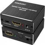SDKDZKG 4K x 2K HDMI Audio Extractor Splitter, HDMI kuni HDMI Audio ja optiline TOSLINK SPDIF Audio Converter Adapter koos 3,5 mm Stereo Audio Splitter adapteriga, must SDK-A78
