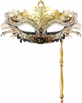 OIDEA Damen Venezianische Maske mit Stab: Sexy Metall Augenmaske Halbmaske angenehm f&uuml;r Maskerade Karneval Maskenball Party Abschlussball Kost&uuml;m Cosplay