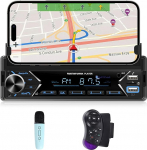 NHOPEEW 1 DIN autoraadio Bluetoothiga - MP3-m&auml;ngija tugitelefonihoidja - kaks USB-pesa/TF-kaart/FM-raadio/AUX sisend/roolijuhtimispult/nuputuled + juhtmevaba mikrofon