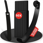 Basic rihmad - 50 Velcro kaablipaelad, kinnitusaasaga, 17 cm, korduvkasutatavad, tugev velcro-kinnitus, veluurkvaliteet (must, 50 tk)