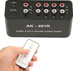 4-Way AV l&uuml;liti 4-in-4 v&auml;ljundiga komposiitvideo L-R Stereo audio valikukast Stereo valikul&uuml;liti koos IR puldiga aktiivsete CD DVD k&otilde;larite jaoks