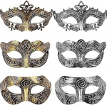 Veneetsia meeste mask pallimask n&auml;omask peokost&uuml;&uuml;mile maskiballiks Halloween 6 pakki (h&otilde;bedane, kuldne), kuldne mask mask