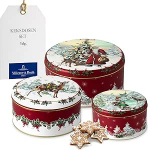 Villeroy & Boch - Winter Collage Accessories Set of 3 Biscuit Tins, Christmas Biscuit Tins, Christmas Biscuit Tins, Christmas Baking Tins, Christmas Decoration, Cookie Tins, Metal