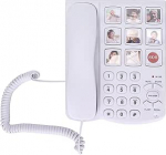 Juhtmega lauatelefon suurte nuppudega eakatele, ei vaja patareid, eelseadistatud privaatne number, vahetatav pildinupp, SOS &uuml;he puudutusega kiirvalimine