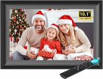 OBVHNUA 10,1-tolline digitaalne pildiraam 128 GB elektrooniline pildiraam ilma WiFi 1280 x 800 IPS-ekraaniga koos kaugjuhtimispuldiga foto-muusika-videom&auml;ngija kalendrifunktsiooniga USB v&otilde;i SD-kaardi seinale paigaldamine
