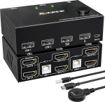4K@60Hz KVM Switch 2 PC 2 monitori, ESKEVE HDMI Dual Monitors KVM Switch 4 USB pordiga, lauaarvuti kontroller ja 2 HDMI + 2 USB kaablit kaasas