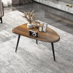 Rustic Oval Coffee Table with Wood Surface and Metal Legs, Small Industrial Side Table for Living Room Dining Room Tea Easy Assembly Home Decoration