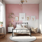 FurnitureR Single Bed Metal Frame Industrial Iron Bed Metal Bed for Teens/Adults Suitable for Bedroom, College Dorm and Other Multiple Scenes with Circular