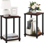 Furinno 2-99800RDC Turn-N-Tube End Table Corner Shelves, Set of 2, Dark Cherry/Black