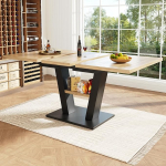 Merax Extendable Dining Table 118/157 x 70 x 75 cm, 6-8 People, with Small Table Top, Oak Effect