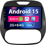 Android 14 IPS autoradio sobib Renault Kaptur Captur (2014-2019) - Sisseehitatud CarPlay / Android Car - Tagurduskaamera tasuta - 2G + 32G - Juhtrattajuhtimine DAB Fast Boot WiFi 4G DSP - 2 DIN 9
