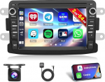 [Android 15 2G + 64G] Inefala autoraadio Renault Dacia Duster Sandero Logan Dokkerile, 7-tolline puutetundlik raadio traadita Carplay Android auto WiFi GPS FM/RDS raadio USB SWC MIC + tagurduskaamera