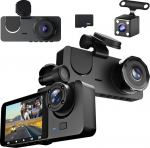 Autokamera mit 1080P Aufl&ouml;sung, Dashcam Auto, 1080P Dashcam Auto Vorne Hinten und Innen mit 32GB SD-Karte, Autokamera mit Park&uuml;berwachung, Infrarot Nachtsicht, G-Sensor, Loop-Aufnahm(Standard version)