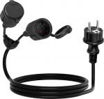 Pikenduskaabel 3 m, IP44 topeltpistik pistikupesa jaoks, pistikupesa pikendus 16 A, 250 V koju, kontorisse