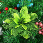 Pakend 30 simuleeritud j&otilde;ululille, Glitter kunstlik j&otilde;ulut&auml;ht, dekoratiivsed lilled, j&otilde;ululilled, j&otilde;ulupuu, pulmade, kaunistuste kaunistamine, roheline