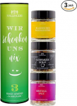 Hallingers Genuss Manufaktur Grillimaitseainete kinkekomplekt j&otilde;uludeks - 3 Premium v&uuml;rtsi grillimiseks ja grillimiseks elegantses imepurgis, v&uuml;rtsikomplekt "Wir schenken uns nix", kingiidee meestele, naistele ja grillif&auml;nnidele.