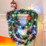 J&otilde;ulugirland koos valgustusega 5 m garland j&otilde;uluvalgustusega j&otilde;ulupuu Tinsel Garland LED-valgusega garland koos tuledega sise- ja v&auml;litingimustes kasutamiseks
