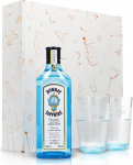 Sipply 3-osaline kinkekomplekt 2 klaasi ja 1 pudel Bombay Sapphire Gin 0,7 L 40% Vol. | koos kinkekarbiga: Valge | Kingitus naistele meestele meestele emale isale s&otilde;brannale j&otilde;uludeks lihav&otilde;ttep&uuml;hadeks