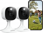 AOQEE 2K v&auml;li-/ siseruumide valvekaamera, WiFi kaamera sise/v&auml;ljas, koerakaamera, beebimonitor koos rakendusega IP65 veekindel, v&auml;rviline &ouml;&ouml;n&auml;gemine, SD/pilvem&auml;lu, C1 2-komplektiline komplekt