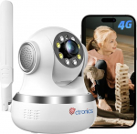 Ctronics 4G Indoor Surveillance Camera with SIM Card, Car Tracking, 8 Positions, Colour Night Vision 20 m, PC & App, FTP/Cloud, 360&deg; PTZ IP Camera Indoor, Two-Way Audio, Wall/Ceiling Mounting, Plug-In