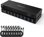 TESmart USB 3.0 HDMI KVM Switch 8 port 4K@60Hz, 8X1 Rackmount KVM Enterprise-Grade EDID emulaator | Hotkey Switch | RS232 | LAN Port | IR Remote | IP Control | Auto Scan | koos 8 Pack 1.5miga
