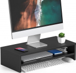 FITUEYES 2-tasandiline monitoride statiiv, 54 x 25,5 cm, suur arvuti s&uuml;learvuti statiiv koos klaviatuuride hoidmisega, lauaorganisaator kodu ja kontoritarvete jaoks, must
