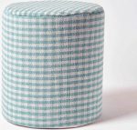 Homescapes &uuml;mmargune pouf gingham-karoga, 40 x 42 cm, sinine/valge karo, kangast pouf, jalatugi v&otilde;i dekoratiivne element, k&auml;sitsi valmistatud puuvillasest materjalist.