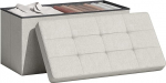 HOMCOM Puff Storage kokkupandav hoiupink 84L 76 x 38 x 38 cm Faux Linen Cover Storage Box Load 120kg Jalgpink elutuppa magamistuppa esikusse Cream
