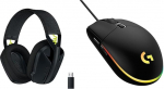 Logitech G 203 m&auml;nguhiir reguleeritava Lightsync RGB valgustusega + Logitech G 435 Lightspeed juhtmevaba Bluetooth m&auml;ngukomplektid mustad