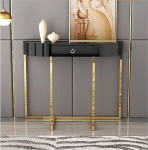 Moderner, gebogener Eingangstisch, schmal, Halbmond-Konsole, Sofatisch mit Stauraum, einfache Montage f&uuml;r Wohnzimmer, Flur, Eingangsbereich (schwarz, 80 x 30 x 80 cm)