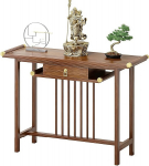 Bambus Eingangstisch, Buddhistischer Gebetstisch mit Schublade, Sofatisch mit Messingverzierungen f&uuml;r Wohnzimmer, Foyer und Tempel(100 * 42 * 88cm/39.4 * 16.5 * 34.6in)