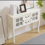 Kitsas konsoollaud sahtlitega, koridorilaud k&auml;epidemetega ja libisemiskindlate jalgadega, palju hoiuruumi, k&uuml;ljelaud, peenike koridori ja elutoa jaoks (valge, 80 x 32 x 82 cm / 31 x 13 x 32 tolli).