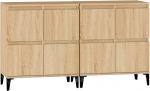 vidaXL Sideboard, pakett 2, sahtlite kapp paljude hoiuruumidega, mitmeotstarbeline kapp Sideboard elutuppa, kapp, k&uuml;lgkapp, Sonoma tammepuidust materjalist