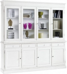 Mar.c.a. Design - Elegantne elutoa vitriin papplipuust, kristallklaasist, mattvalge, statiivi ja alusega - 4 uksega elutoa vitriin, Povera art made in Italy - m&otilde;&otilde;tmed: 205 x