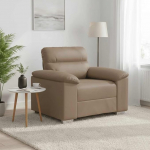 Kunstleder Sessel Cappuccino-Braun 100x81x84 cm kleines Sofa mit Holz-Metall-Gestell Bequem f&uuml;r Wohnzimmer B&uuml;ro G&auml;stezimmer