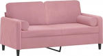 vidaXL 2-kohaline diivan dekoratiivsete padjadega, puhke diivan elutuppa, polsterdatud diivan, tugitool, l&otilde;&otilde;gastav diivan, puhke diivan, l&otilde;&otilde;gastav diivan, roosa sametne diivan